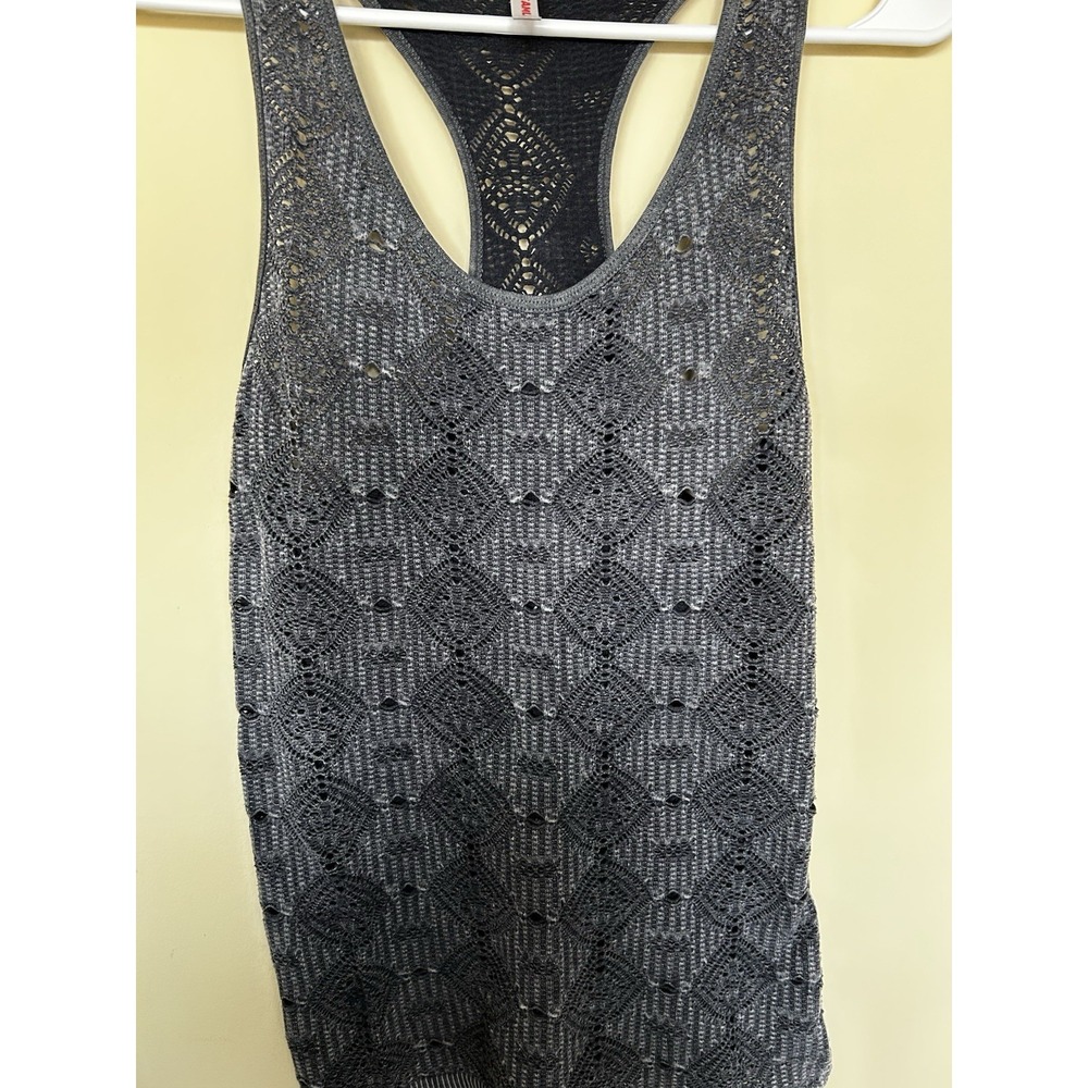 Bella Seamless open knit t-back tank top casual loose Black S Layer